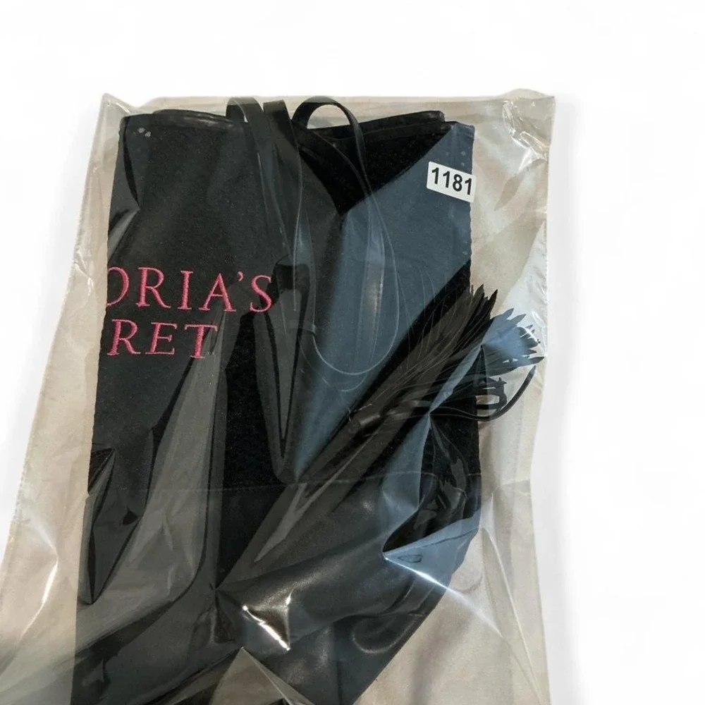Victoria's Secret Tote Bag Women Large Black Mesh Pink Logo Good Tassel Mesh Bag - Picture 6 of 8